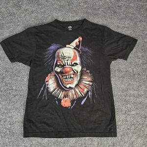 Way To Celebrate! Shirt Mens Small Black Evil Clown Horror Graphic Tee Halloween
